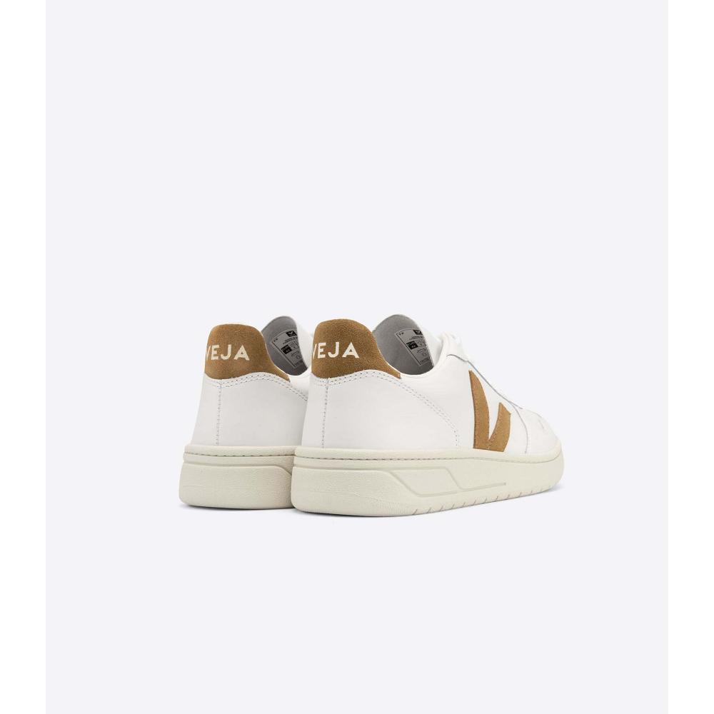 Veja V-10 LEATHER Men's Sneakers White/Brown | CA 329CTV